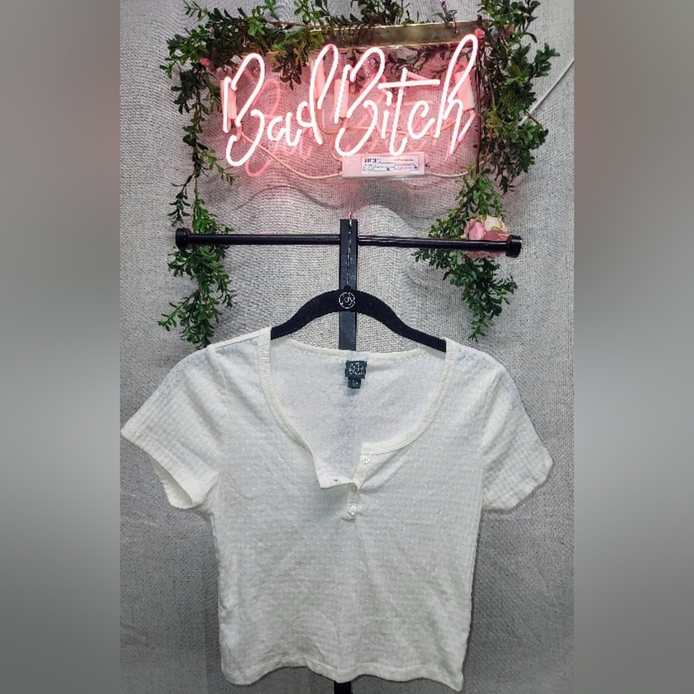 Wild fable cream button front crop top